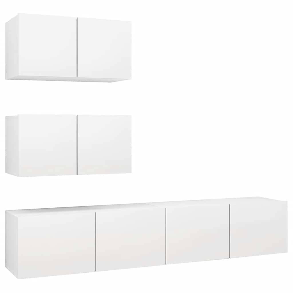 4-tlg. TV-Schrank-Set Weiß Holzwerkstoff