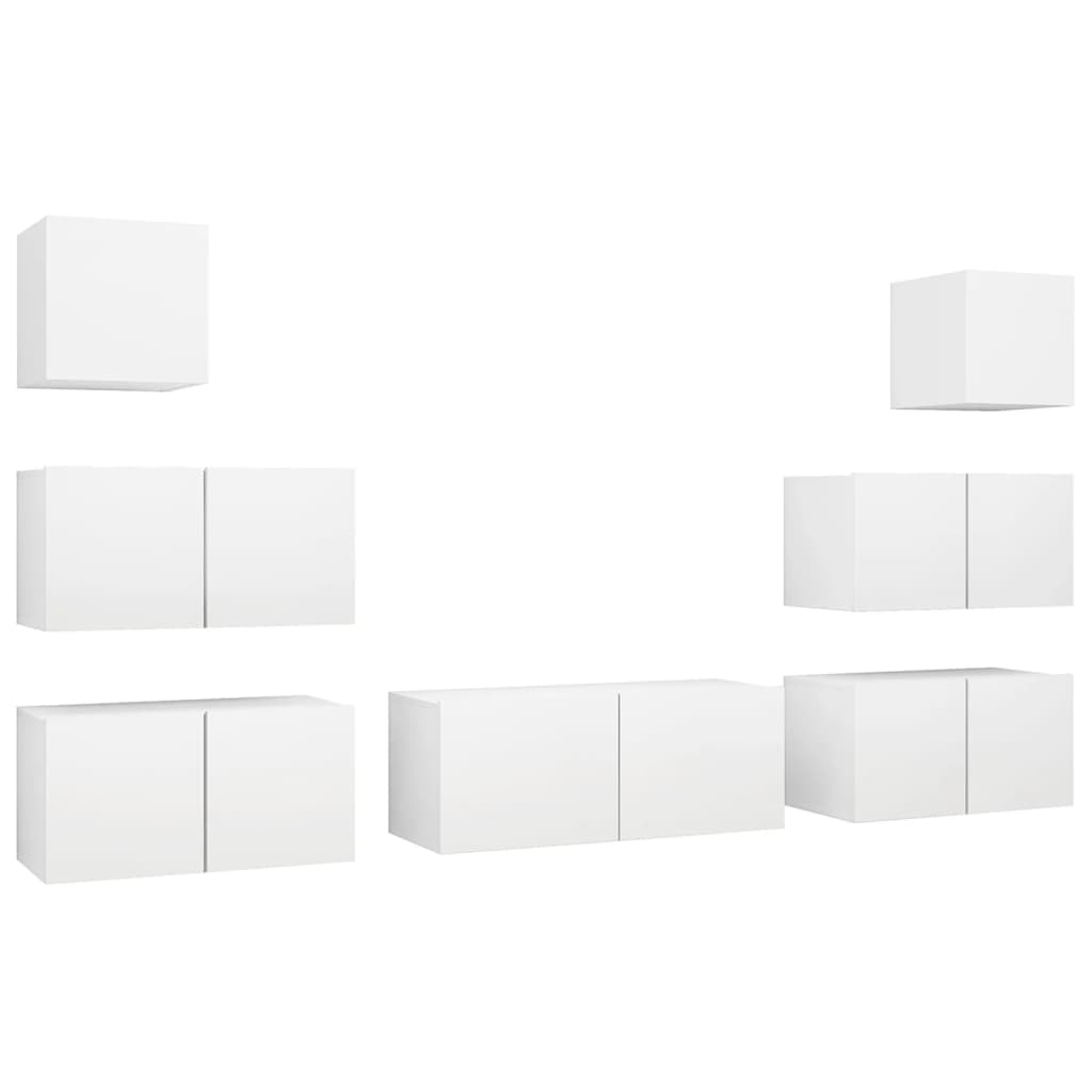 7-tlg. TV-Schrank-Set Weiß Holzwerkstoff