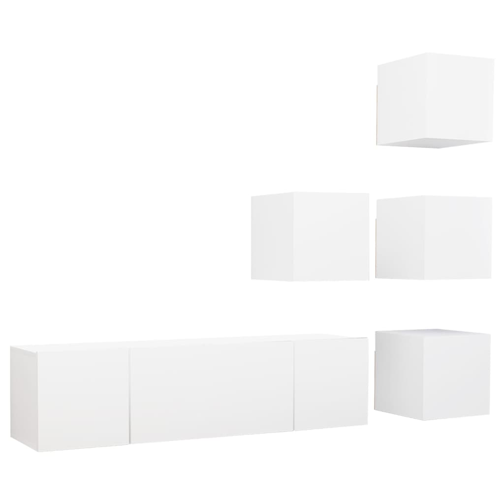 6-tlg. TV-Schrank-Set Weiß Holzwerkstoff