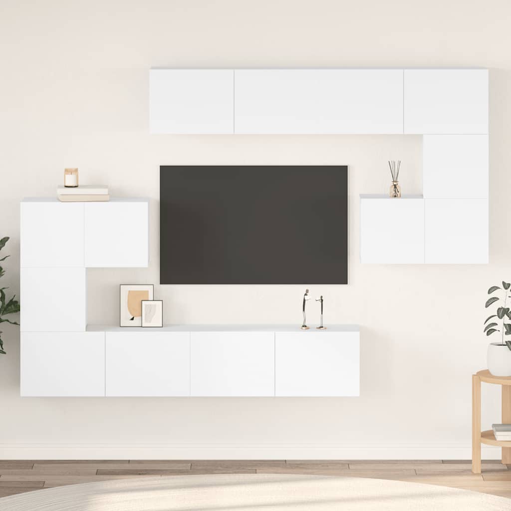 8-tlg. TV-Schrank-Set Weiß Holzwerkstoff