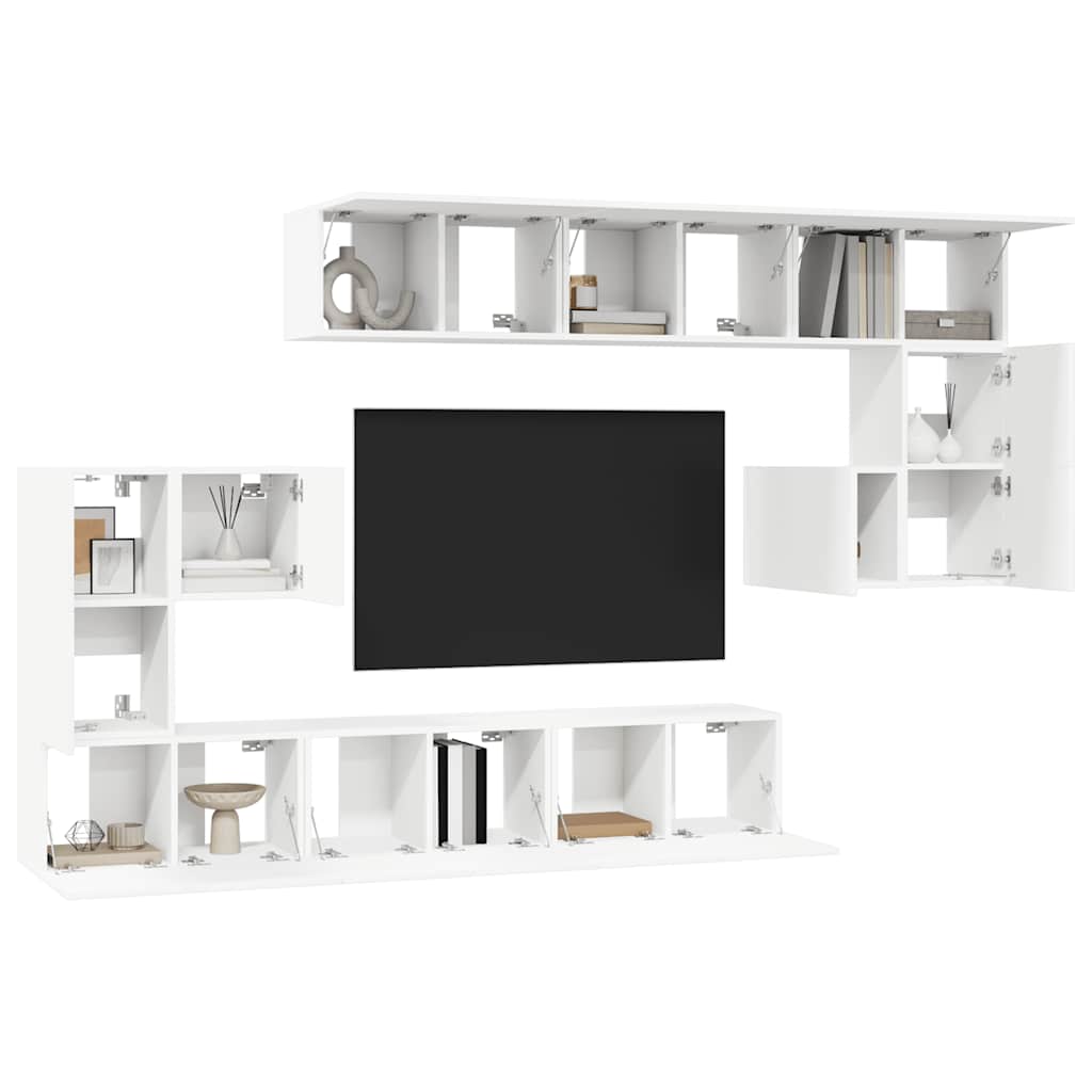 10-tlg. TV-Schrank-Set Weiß Holzwerkstoff