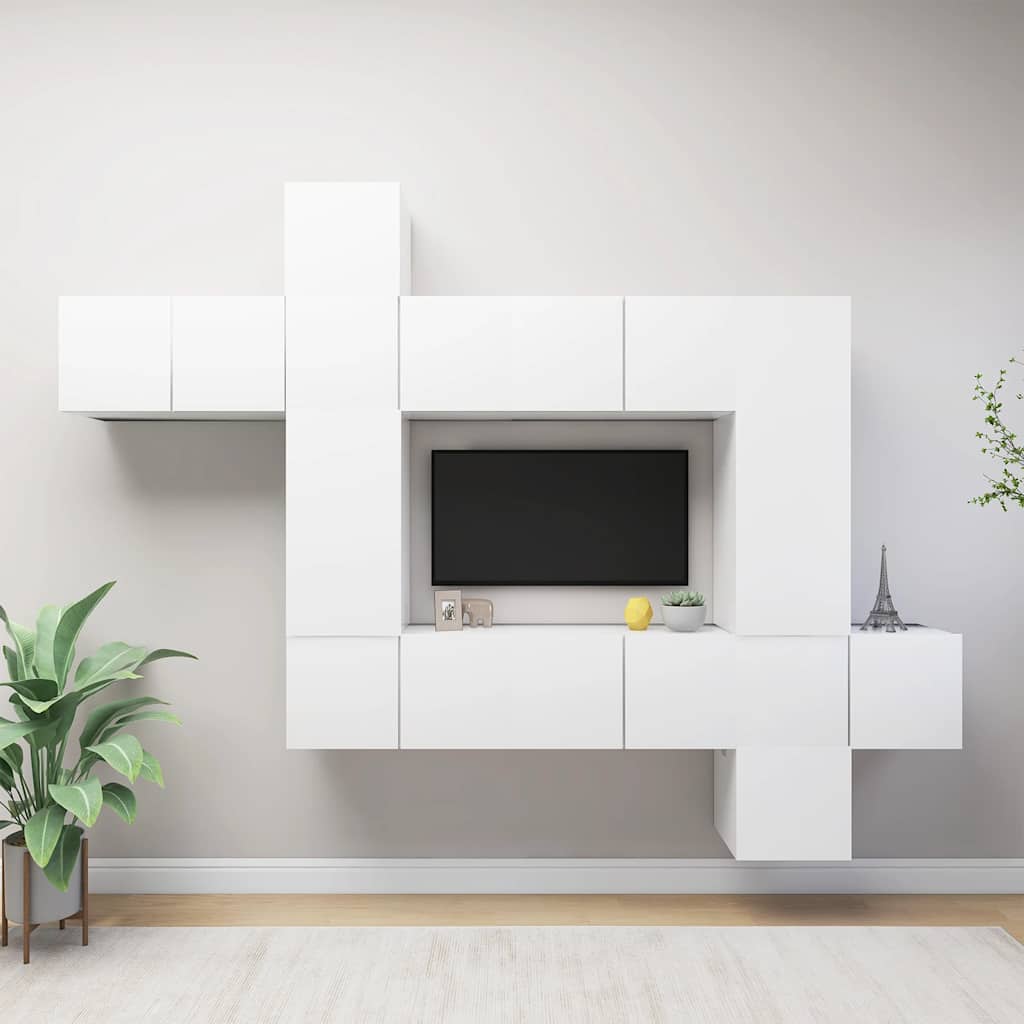 10-tlg. TV-Schrank-Set Weiß Holzwerkstoff