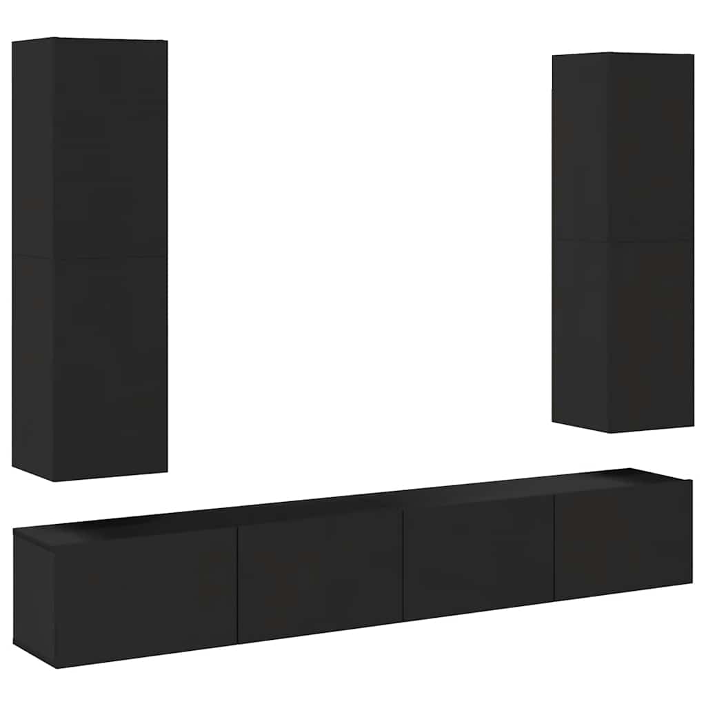 4-tlg. TV-Schrank-Set Schwarz Holzwerkstoff
