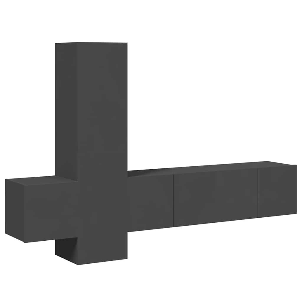 5-tlg. TV-Schrank-Set Grau Holzwerkstoff