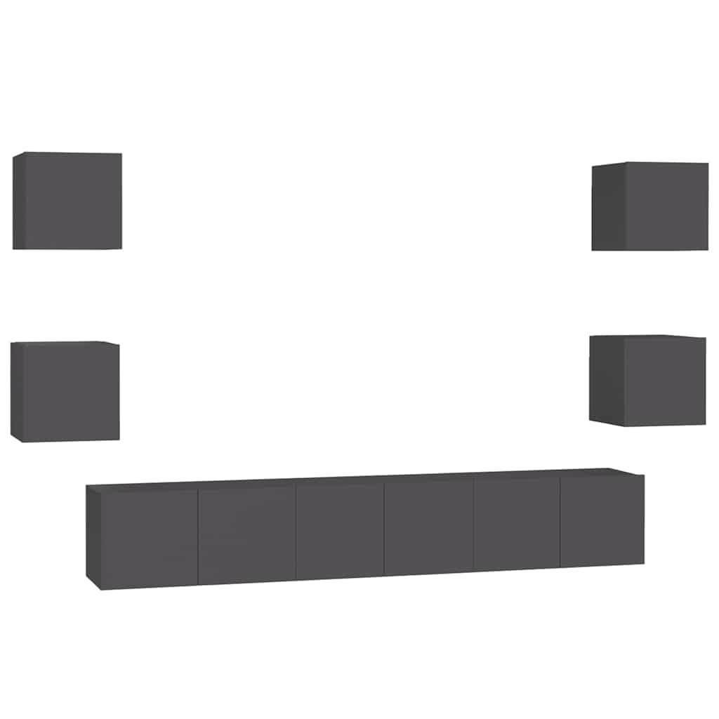 7-tlg. TV-Schrank-Set Grau Holzwerkstoff