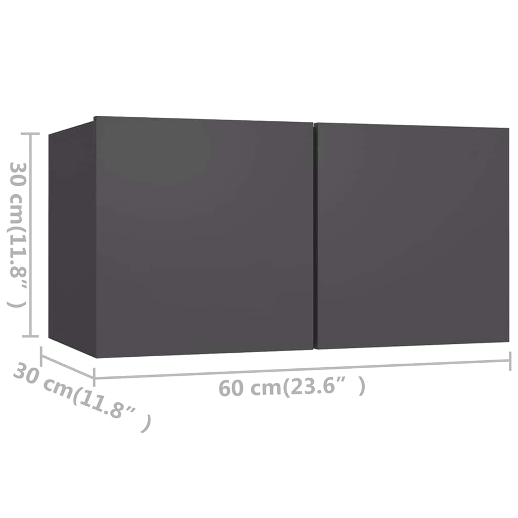 3-tlg. TV-Schrank-Set Grau Holzwerkstoff