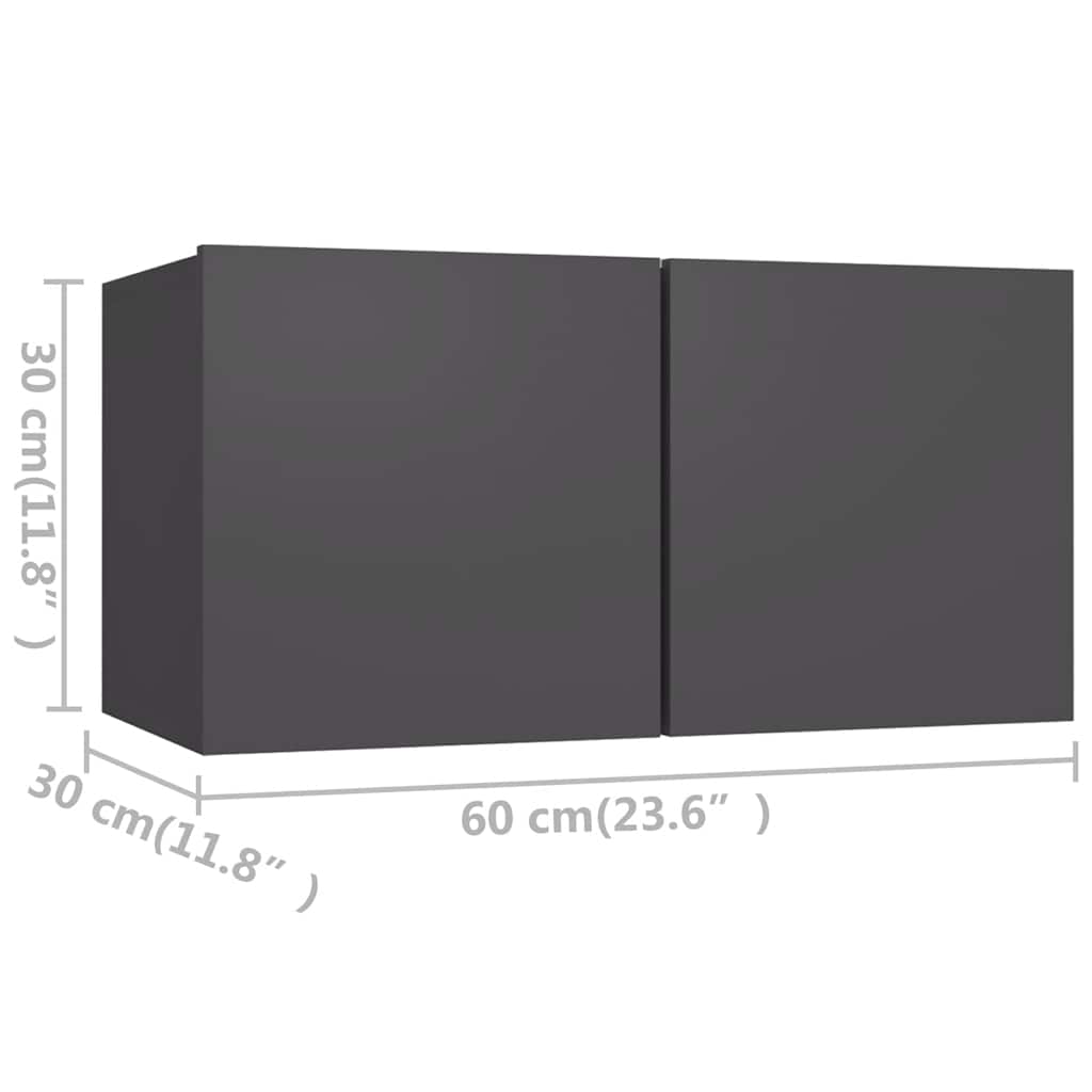 4-tlg. TV-Schrank-Set Grau Holzwerkstoff