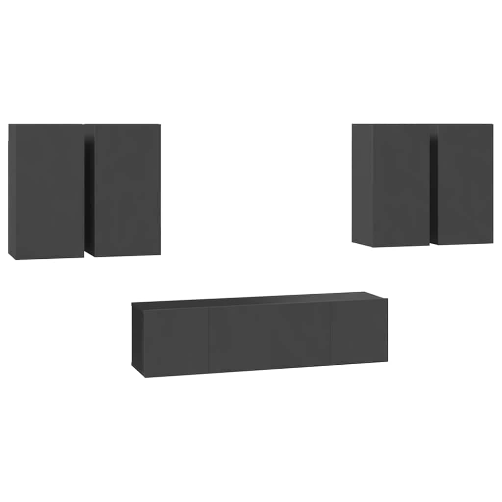 6-tlg. TV-Schrank-Set Grau Holzwerkstoff