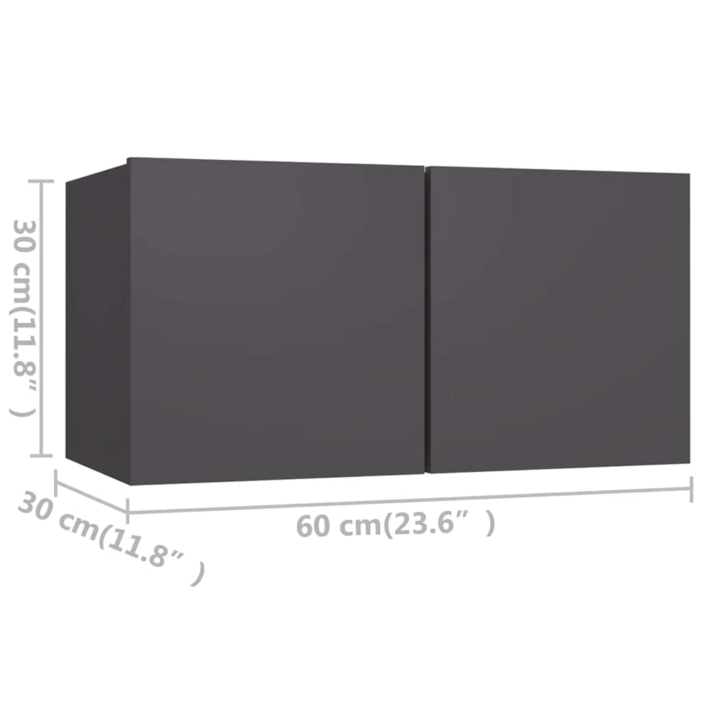 4-tlg. TV-Schrank-Set Grau Holzwerkstoff
