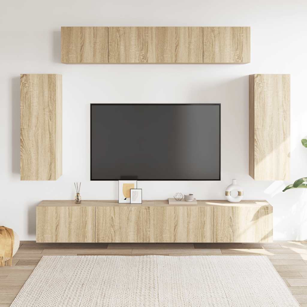 6-tlg. TV-Schrank-Set Sonoma-Eiche Holzwerkstoff