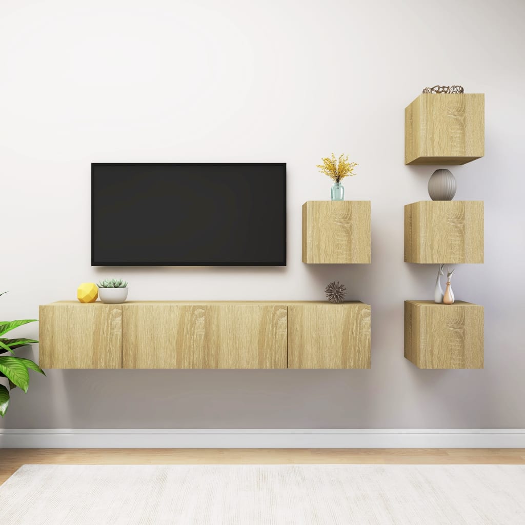 6-tlg. TV-Schrank-Set Sonoma-Eiche Holzwerkstoff