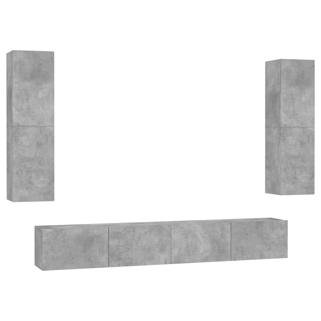 4-tlg. TV-Schrank-Set Betongrau Holzwerkstoff