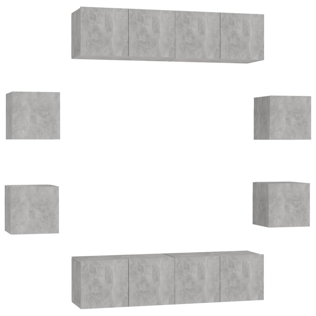 8-tlg. TV-Schrank-Set Betongrau Holzwerkstoff