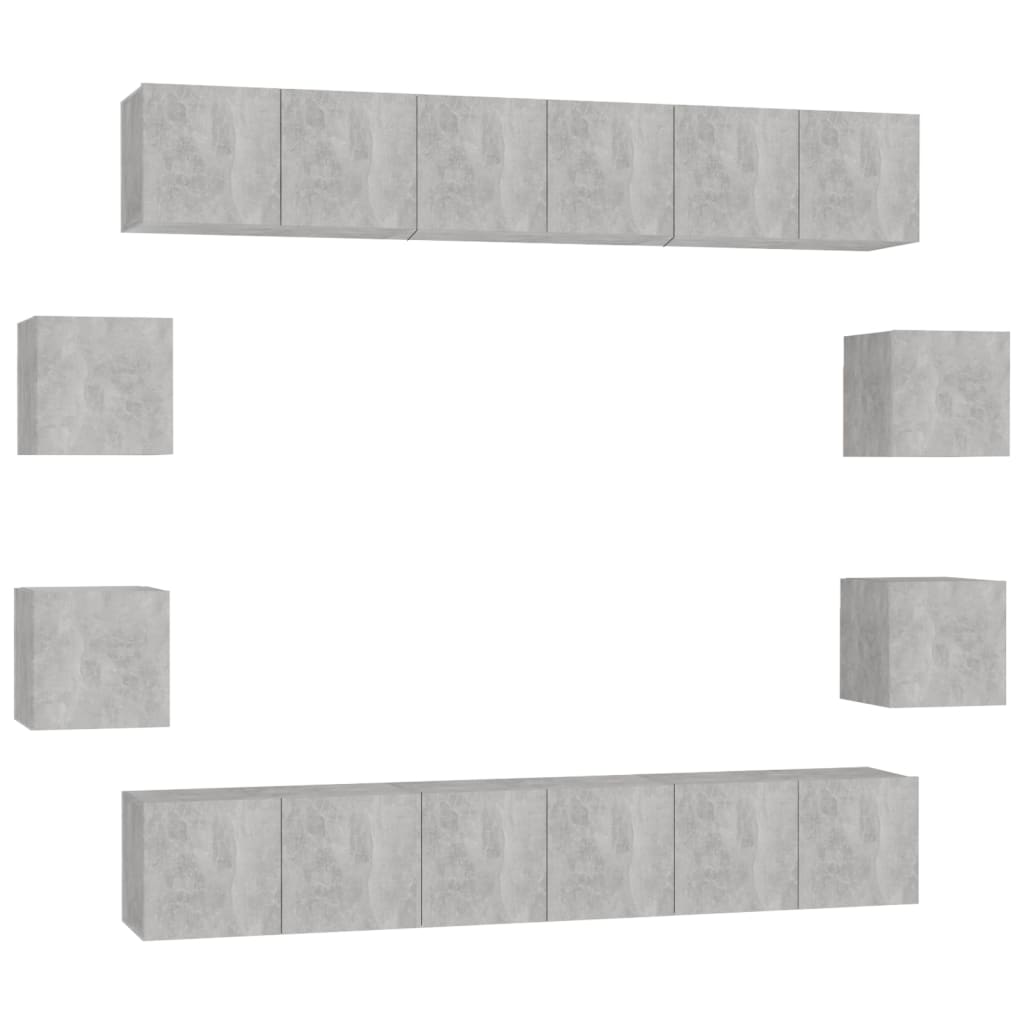 10-tlg. TV-Schrank-Set Betongrau Holzwerkstoff