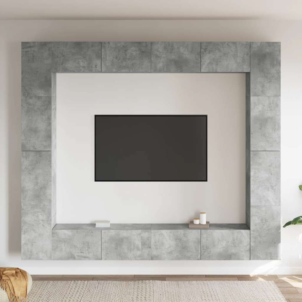 8-tlg. TV-Schrank-Set Betongrau Holzwerkstoff