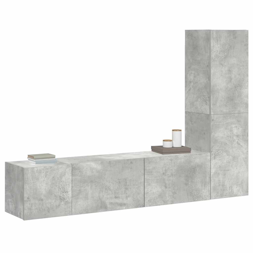 3-tlg. TV-Schrank-Set Betongrau Holzwerkstoff