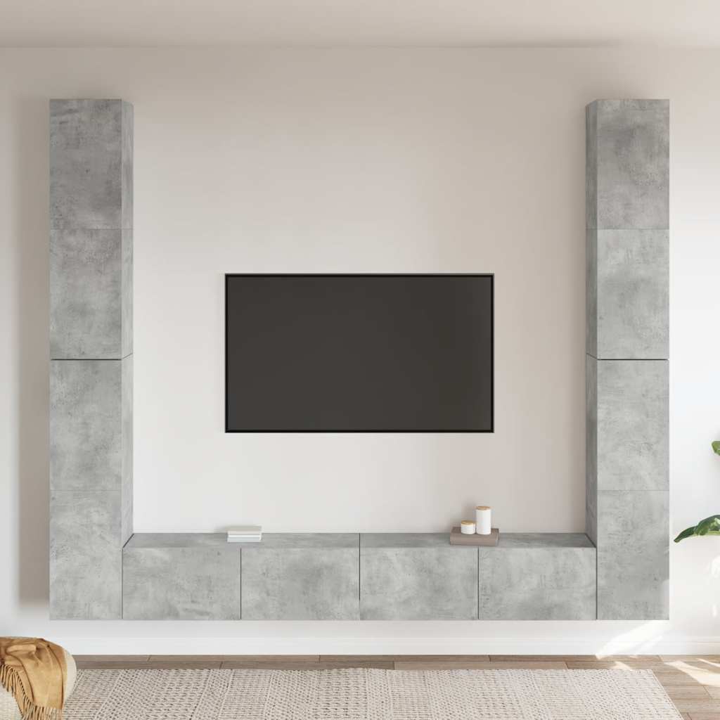 6-tlg. TV-Schrank-Set Betongrau Holzwerkstoff