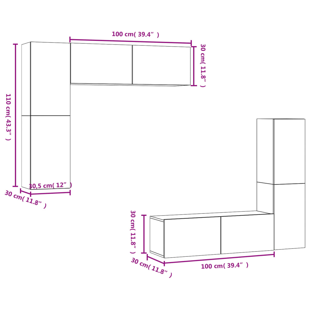 4-tlg. TV-Schrank-Set Betongrau Holzwerkstoff