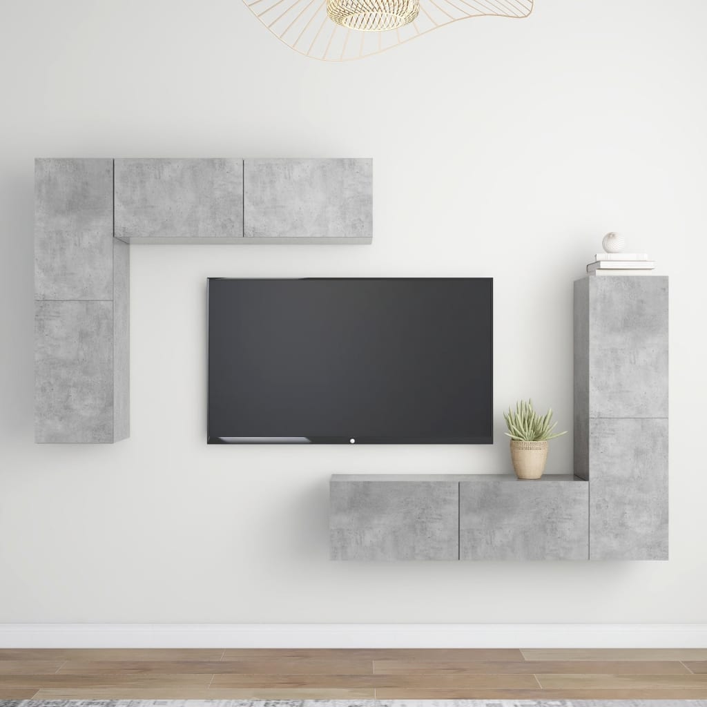 4-tlg. TV-Schrank-Set Betongrau Holzwerkstoff