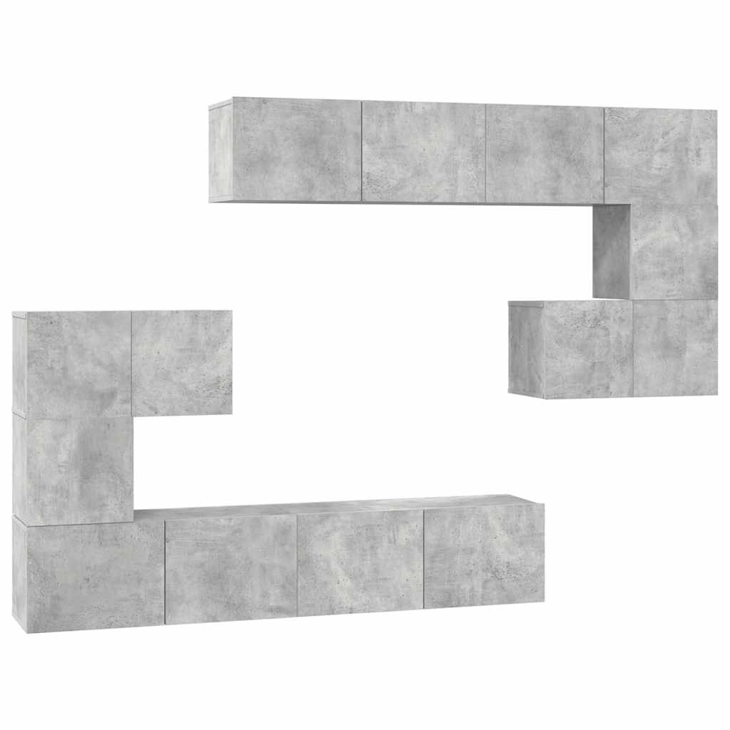 8-tlg. TV-Schrank-Set Betongrau Holzwerkstoff