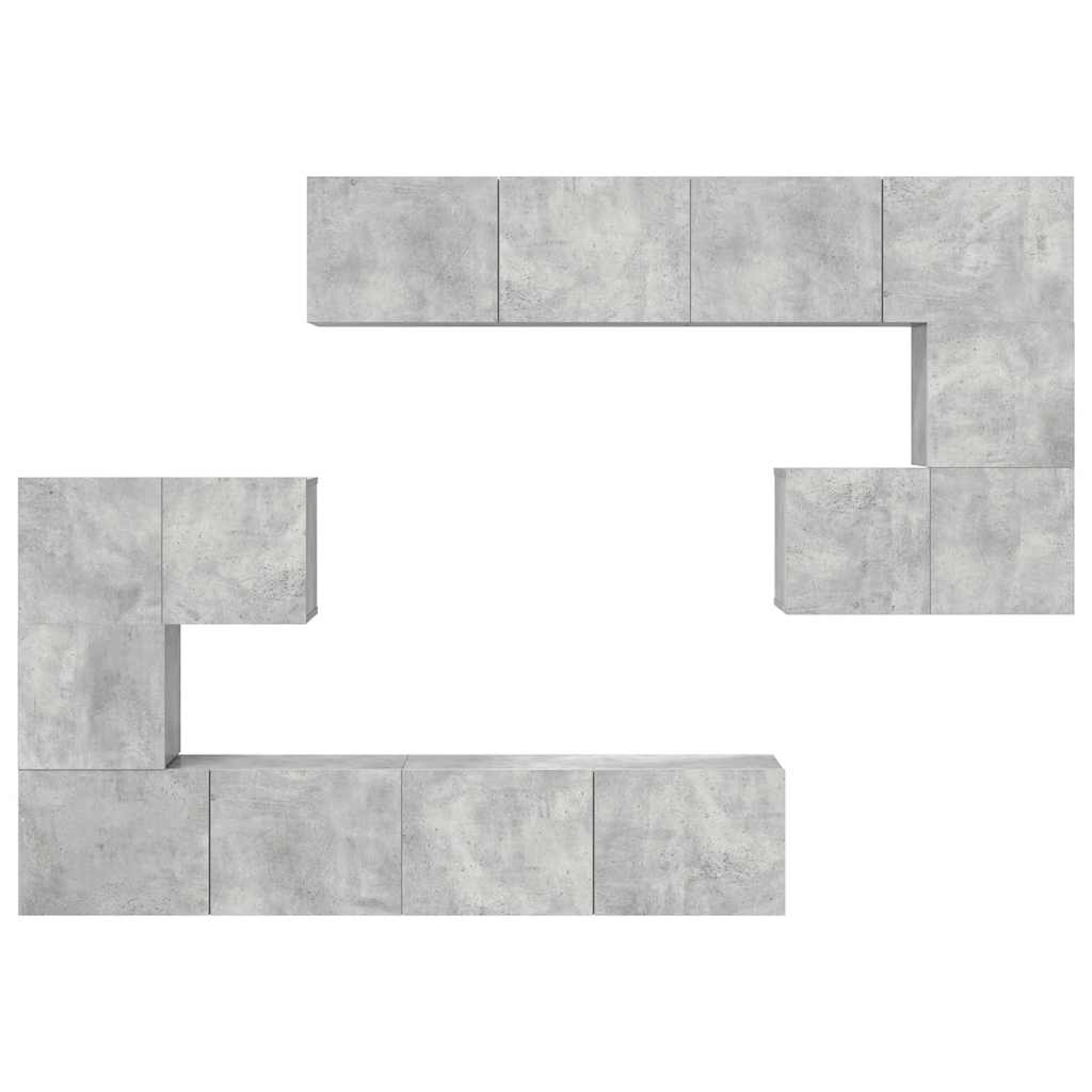 8-tlg. TV-Schrank-Set Betongrau Holzwerkstoff