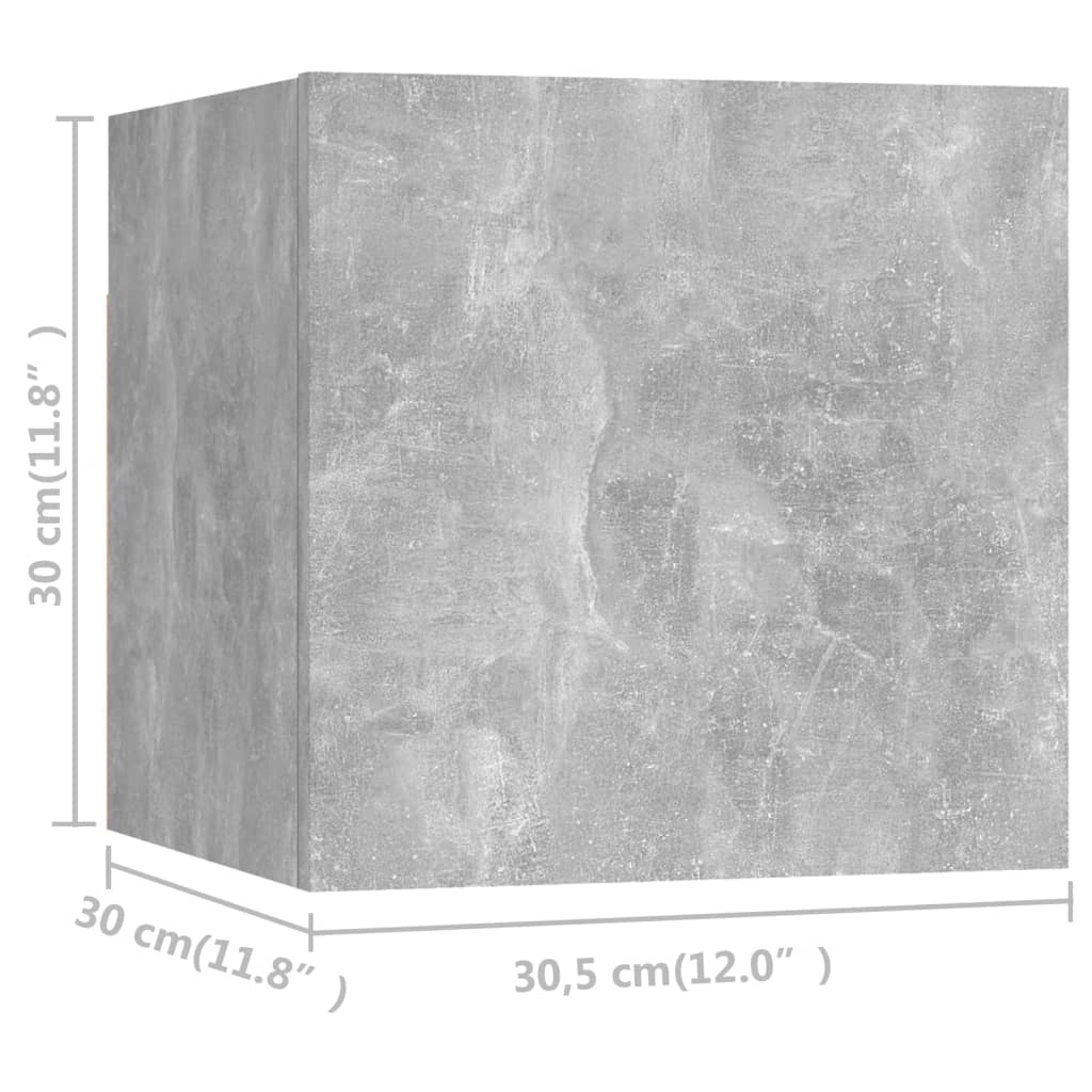 TV-Wandschränke 8 Stk. Betongrau 30,5x30x30 cm