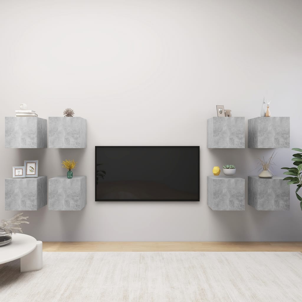 TV-Wandschränke 8 Stk. Betongrau 30,5x30x30 cm