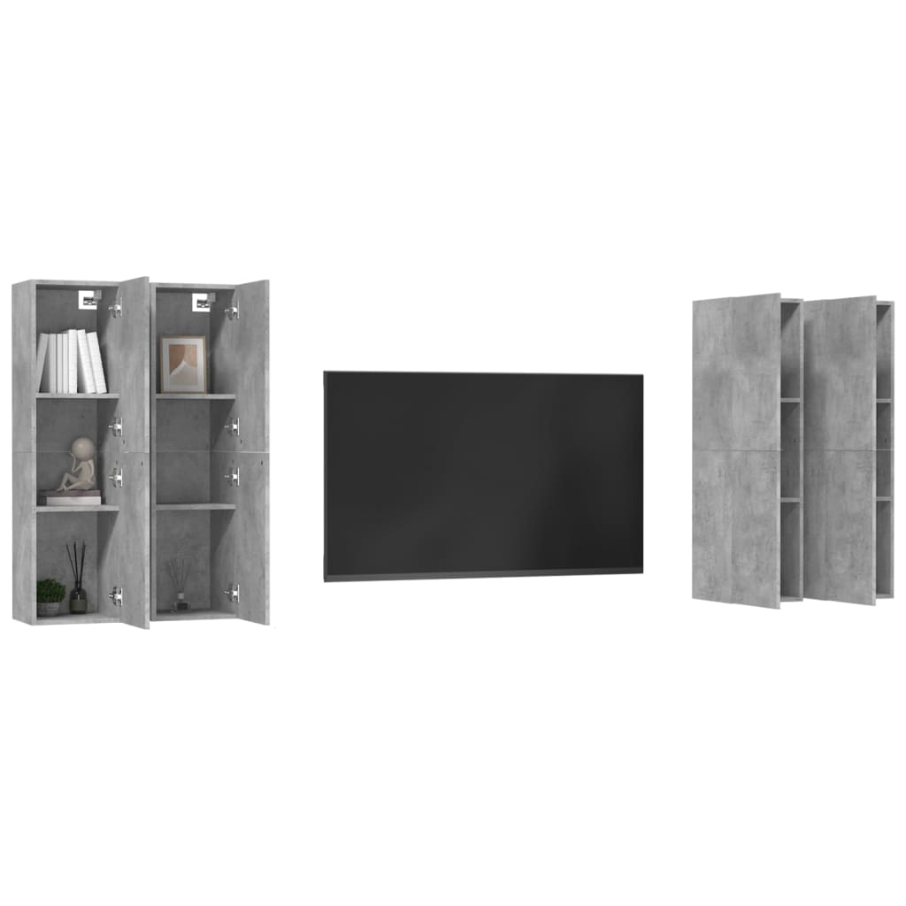 TV-Schränke 4 Stk. Betongrau 30,5x30x110 cm Holzwerkstoff