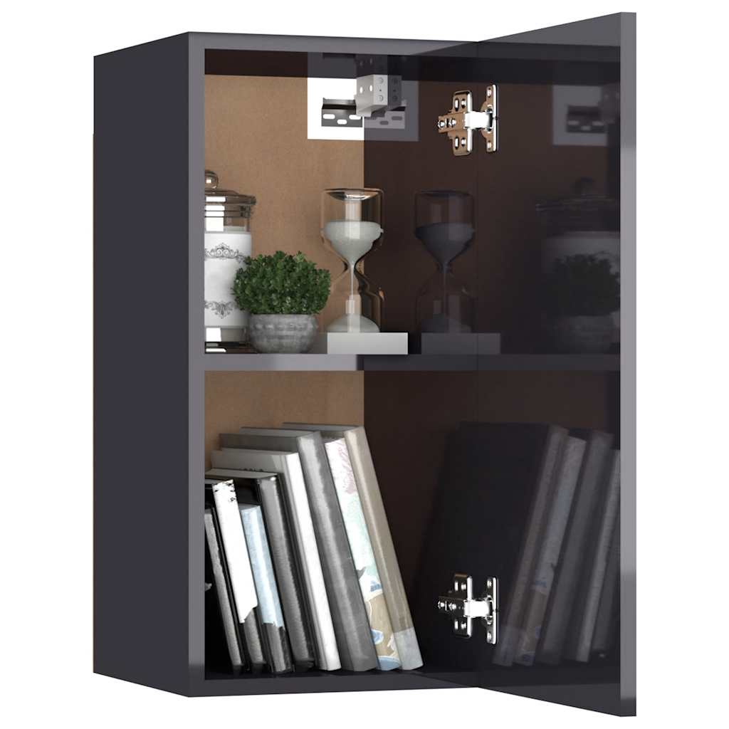 4-tlg. TV-Schrank-Set Hochglanz-Grau Holzwerkstoff