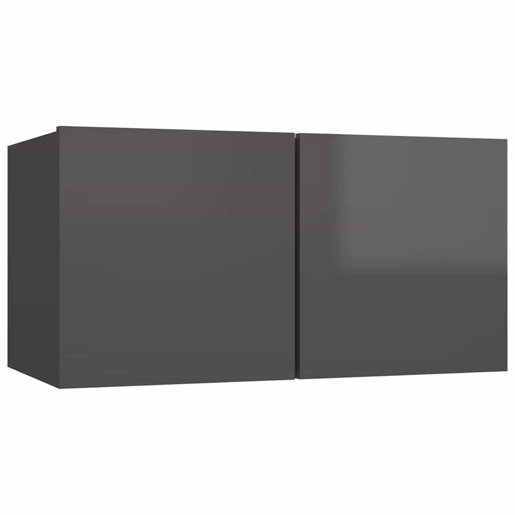 4-tlg. TV-Schrank-Set Hochglanz-Grau Holzwerkstoff