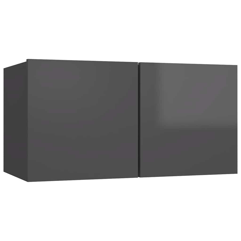 5-tlg. TV-Schrank-Set Hochglanz-Grau Holzwerkstoff