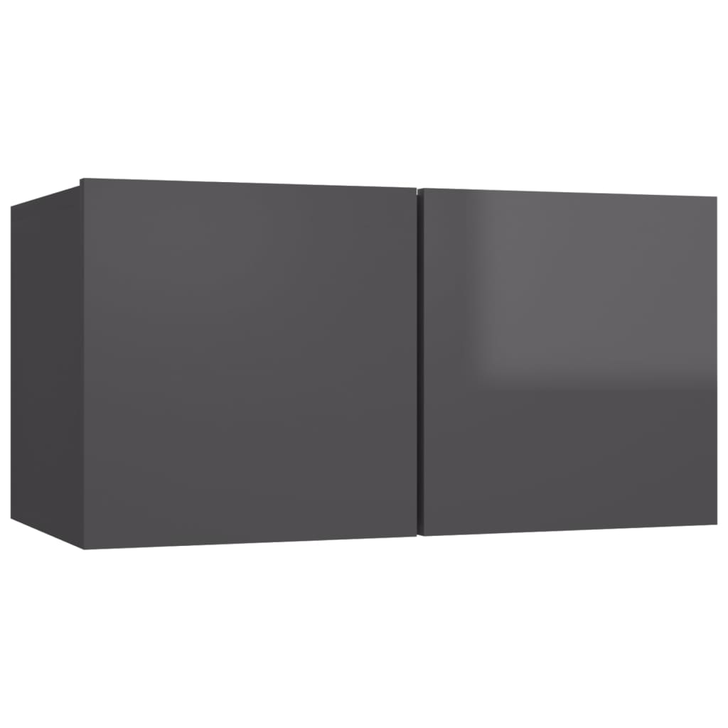 8-tlg. TV-Schrank-Set Hochglanz-Grau Holzwerkstoff