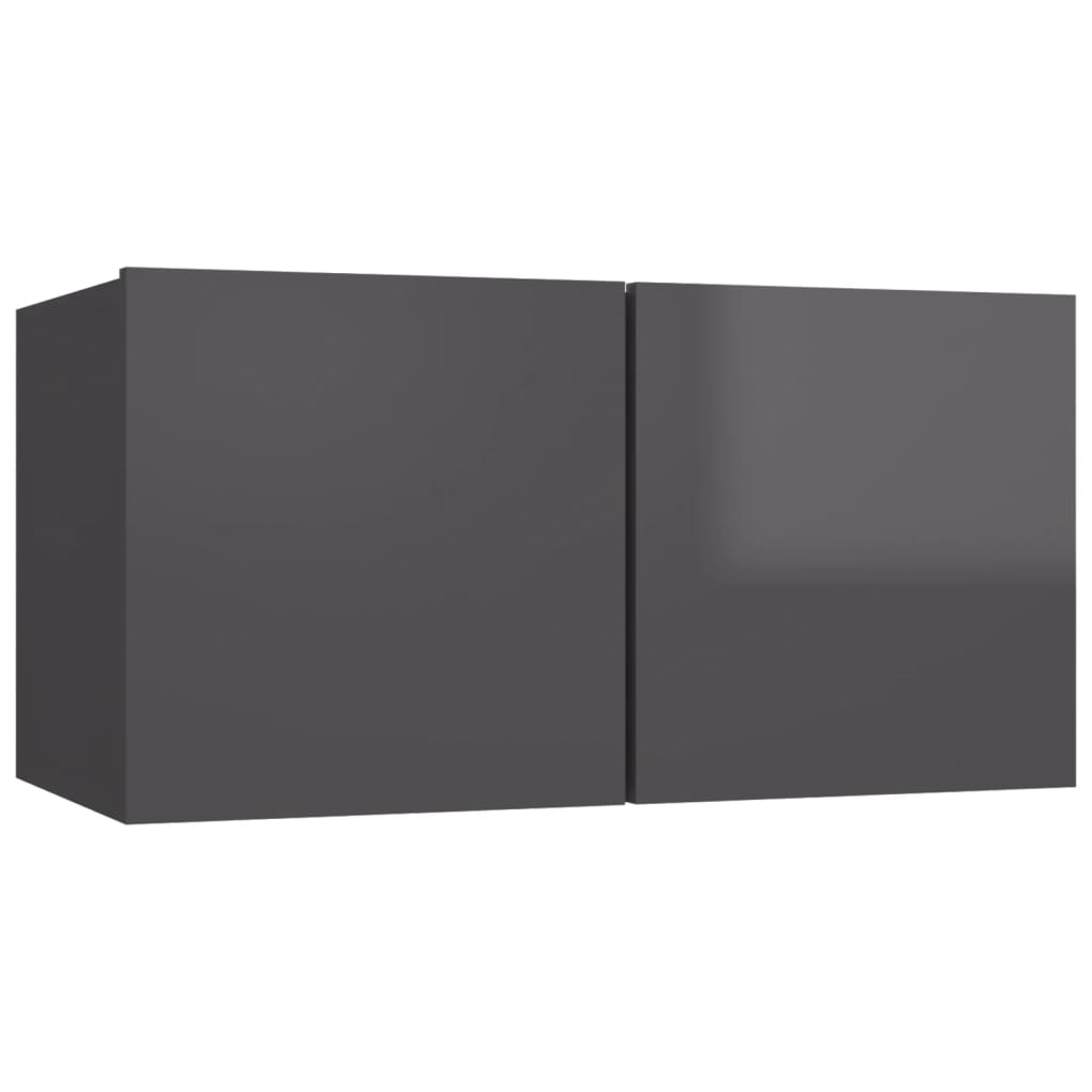 10-tlg. TV-Schrank-Set Hochglanz-Grau Holzwerkstoff