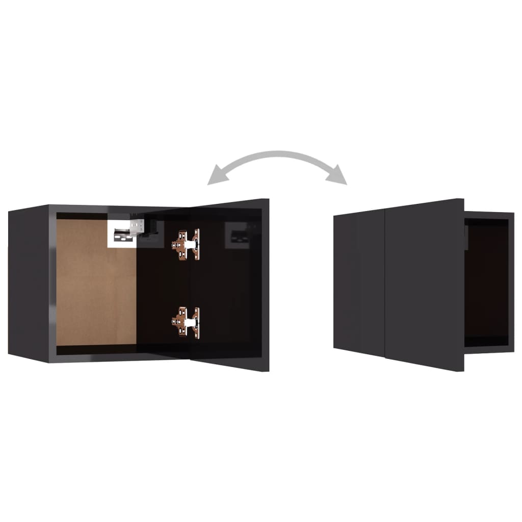10-tlg. TV-Schrank-Set Hochglanz-Grau Holzwerkstoff