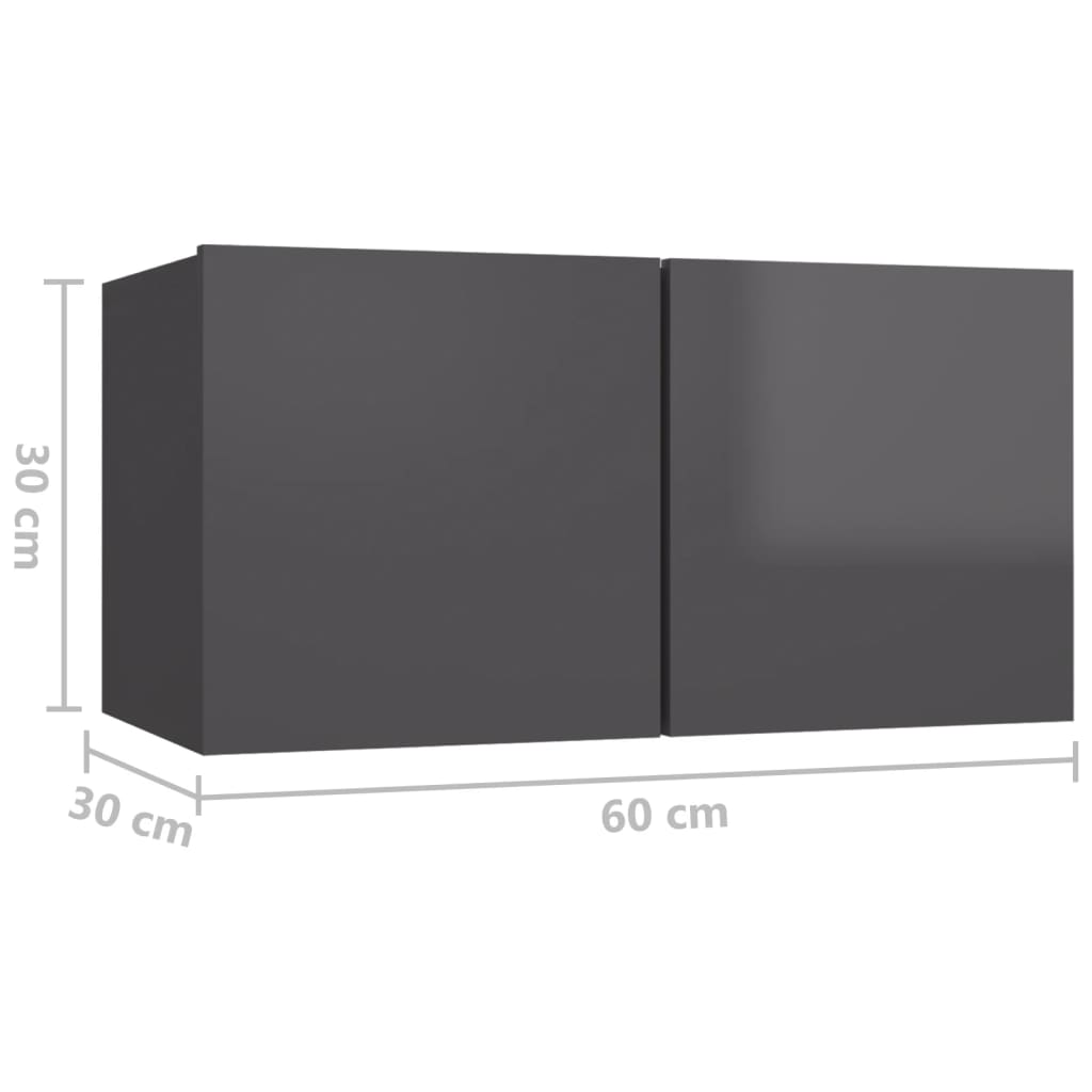 10-tlg. TV-Schrank-Set Hochglanz-Grau Holzwerkstoff