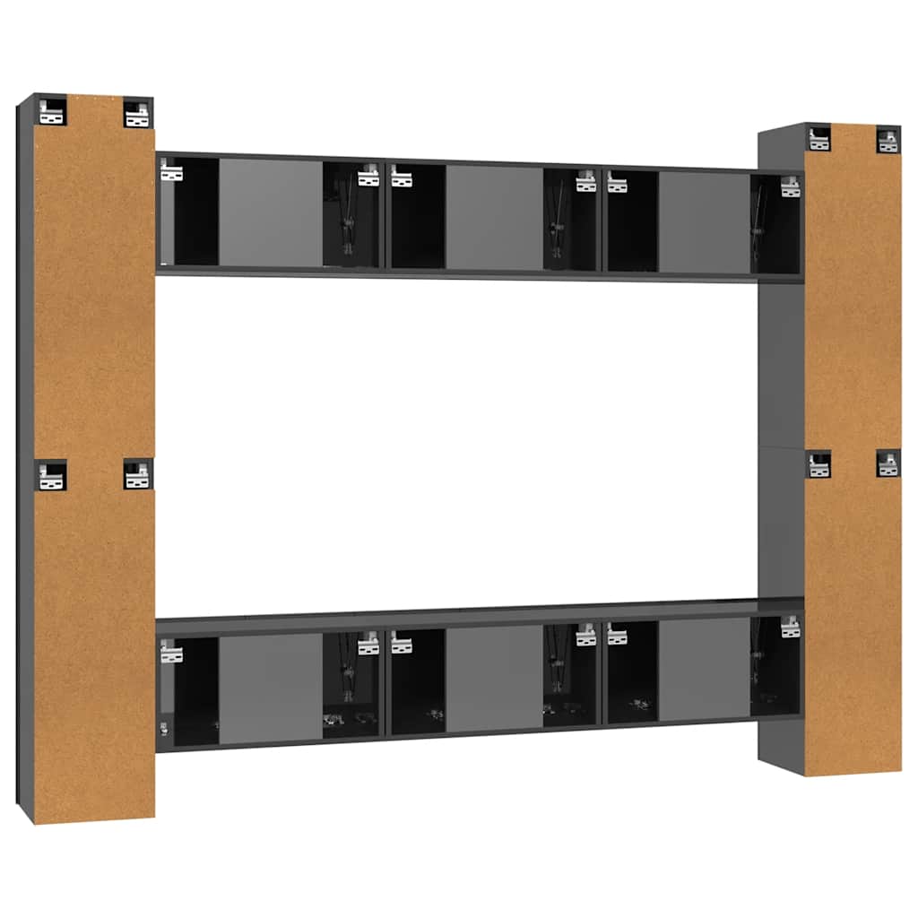 10-tlg. TV-Schrank-Set Hochglanz-Grau Holzwerkstoff
