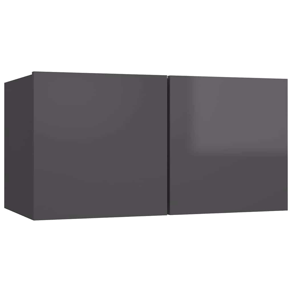 7-tlg. TV-Schrank-Set Hochglanz-Grau Holzwerkstoff