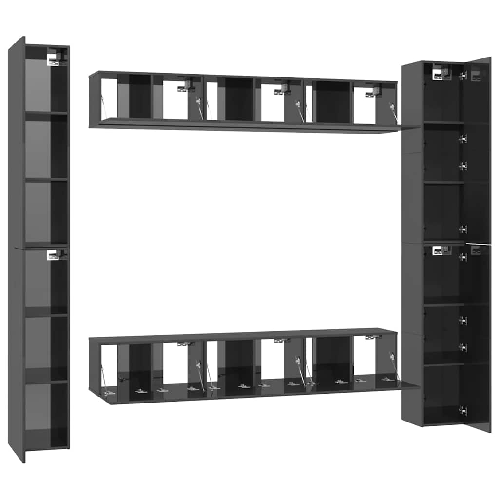 6-tlg. TV-Schrank-Set Hochglanz-Grau Holzwerkstoff