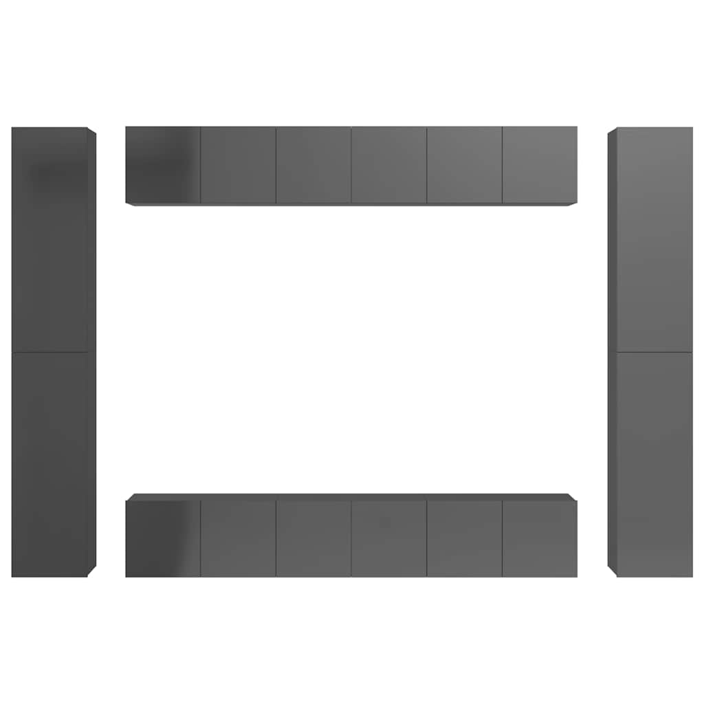 10-tlg. TV-Schrank-Set Hochglanz-Grau Holzwerkstoff
