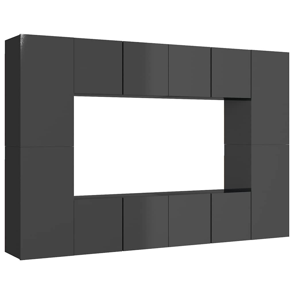 8-tlg. TV-Schrank-Set Hochglanz-Grau Holzwerkstoff