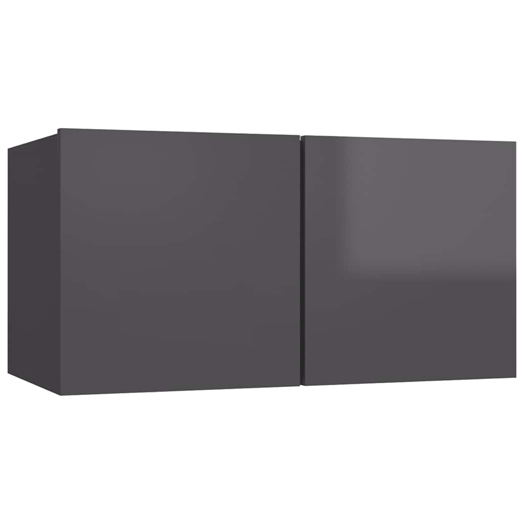 7-tlg. TV-Schrank-Set Hochglanz-Grau Holzwerkstoff