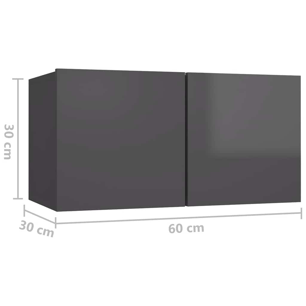 4-tlg. TV-Schrank-Set Hochglanz-Grau Holzwerkstoff