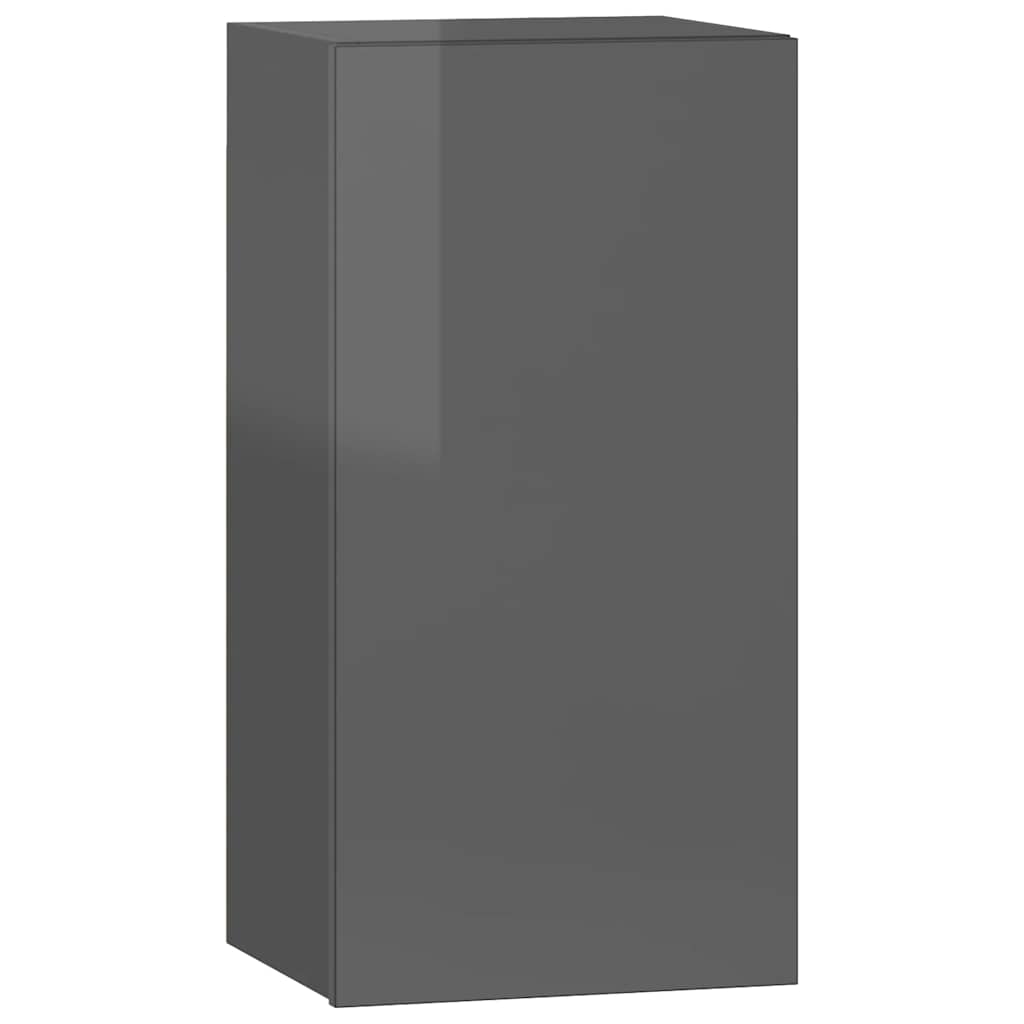 8-tlg. TV-Schrank-Set Hochglanz-Grau Holzwerkstoff
