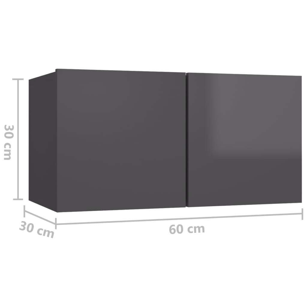 6-tlg. TV-Schrank-Set Hochglanz-Grau Holzwerkstoff