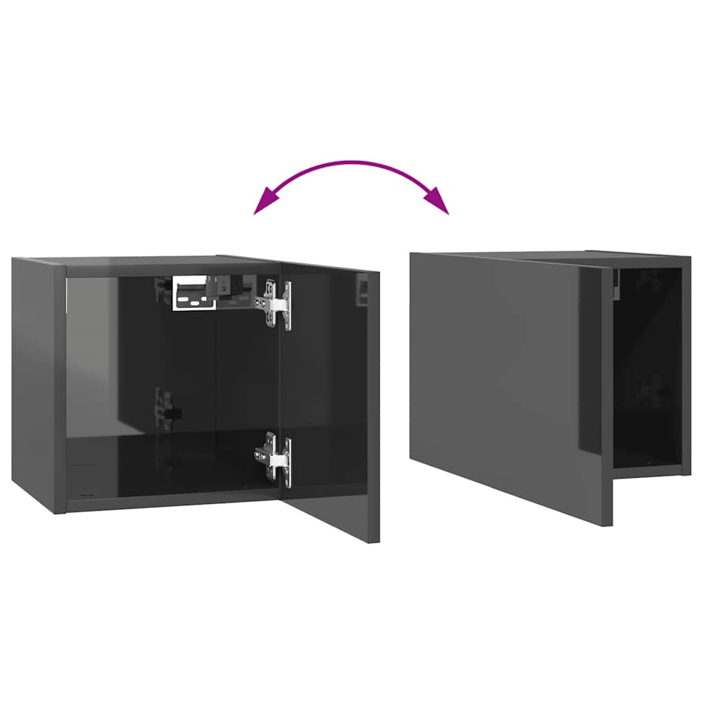 10-tlg. TV-Schrank-Set Hochglanz-Grau Holzwerkstoff