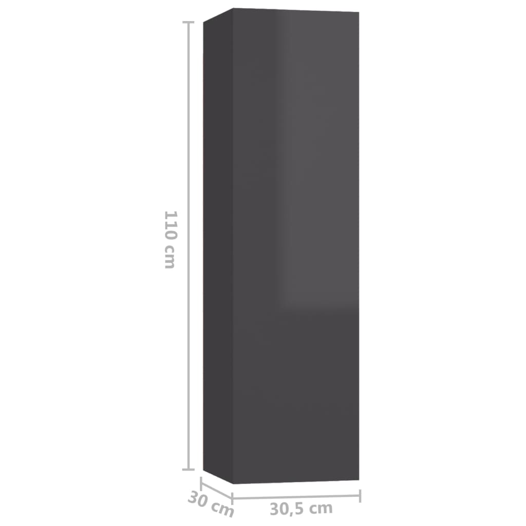 TV-Schränke 4 Stk. Hochglanz Grau 30,5x30x110 cm Holzwerkstoff