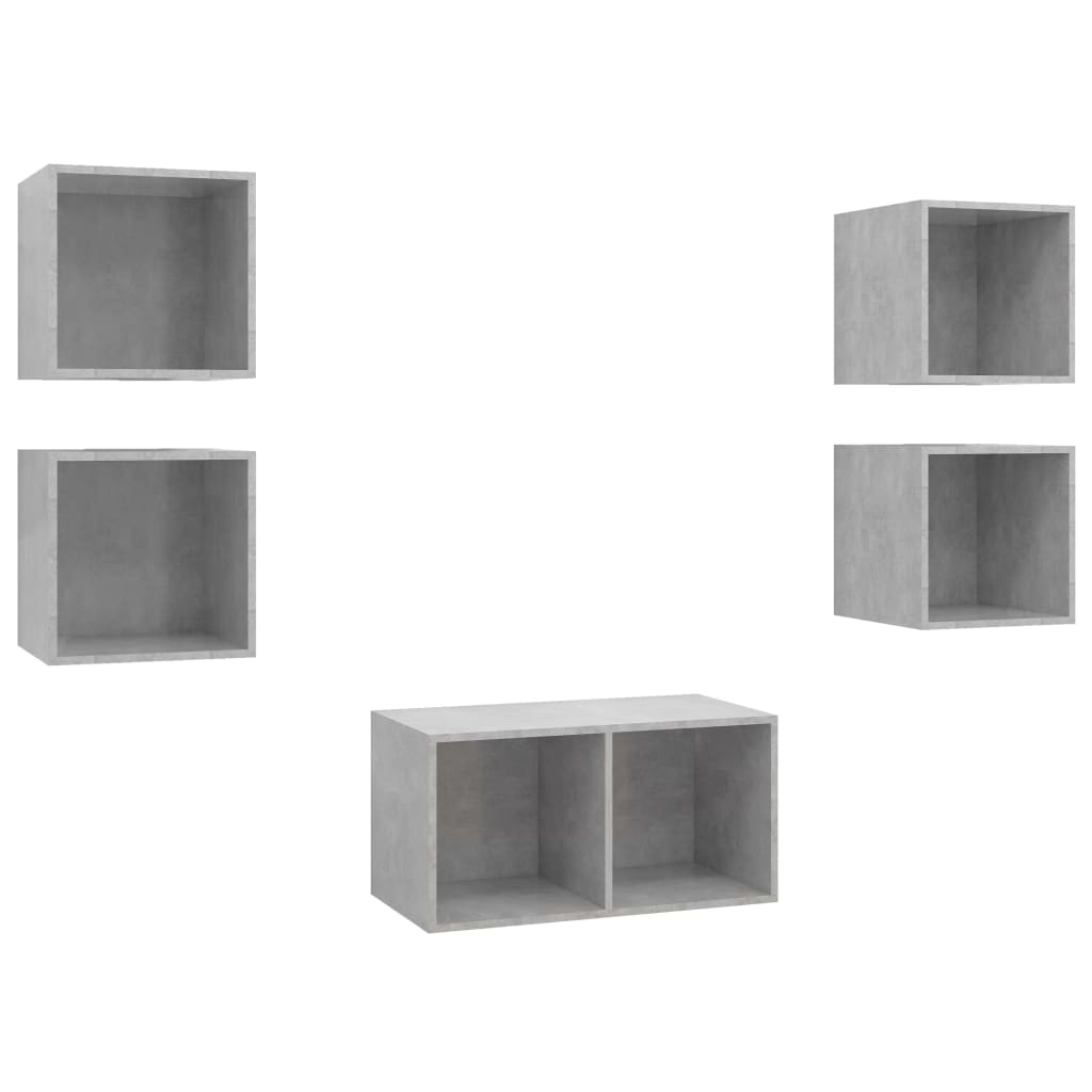 5-tlg. TV-Schrank-Set Betongrau Holzwerkstoff