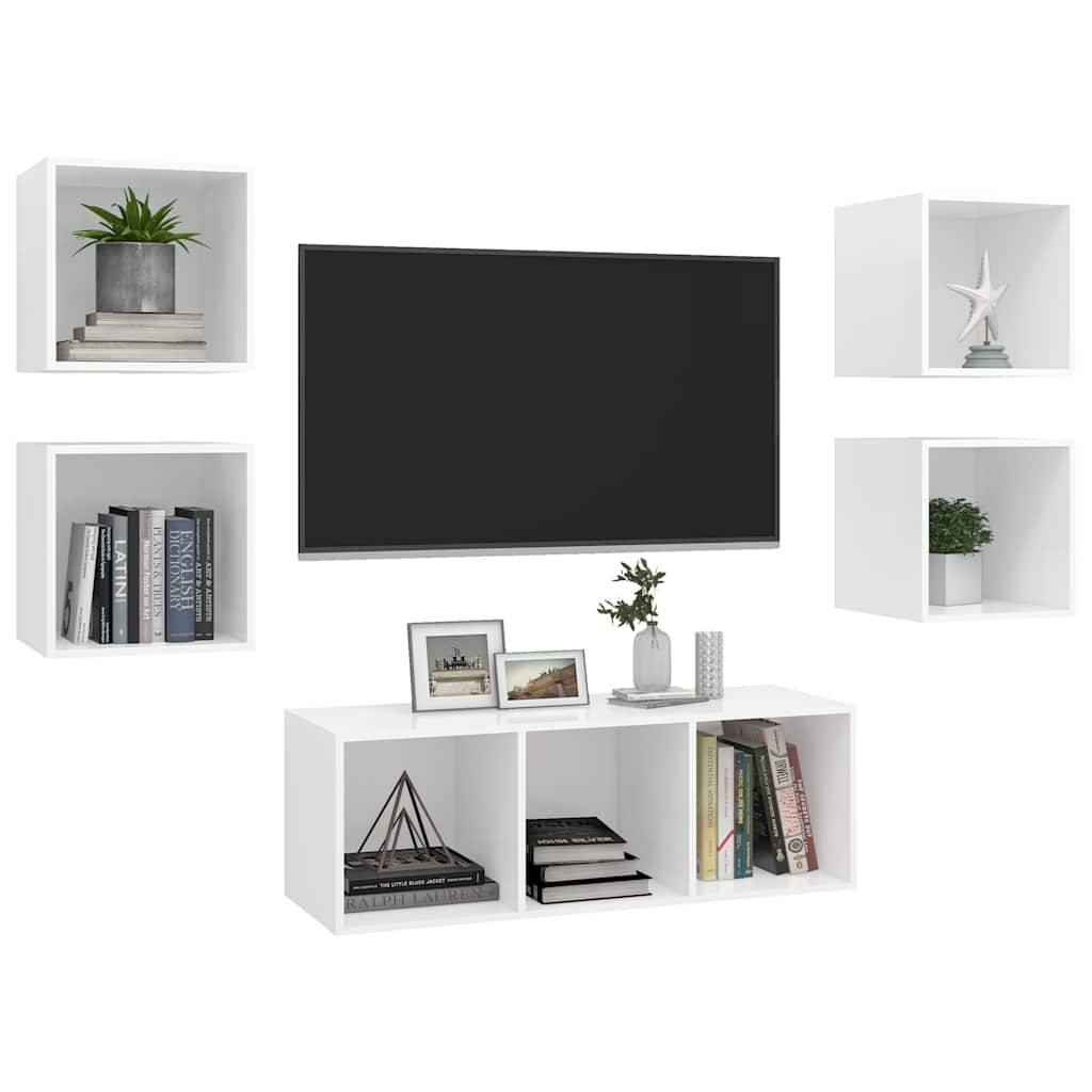 5-tlg. TV-Schrank-Set Weiß Holzwerkstoff