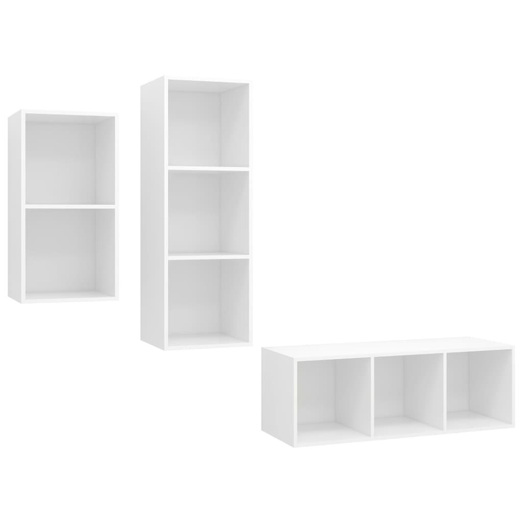 3-tlg. TV-Schrank-Set Weiß Holzwerkstoff