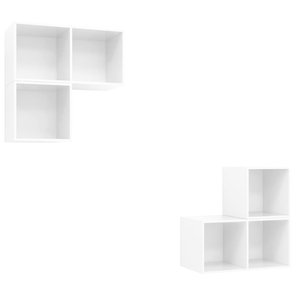 4-tlg. TV-Schrank-Set Hochglanz-Weiß Holzwerkstoff